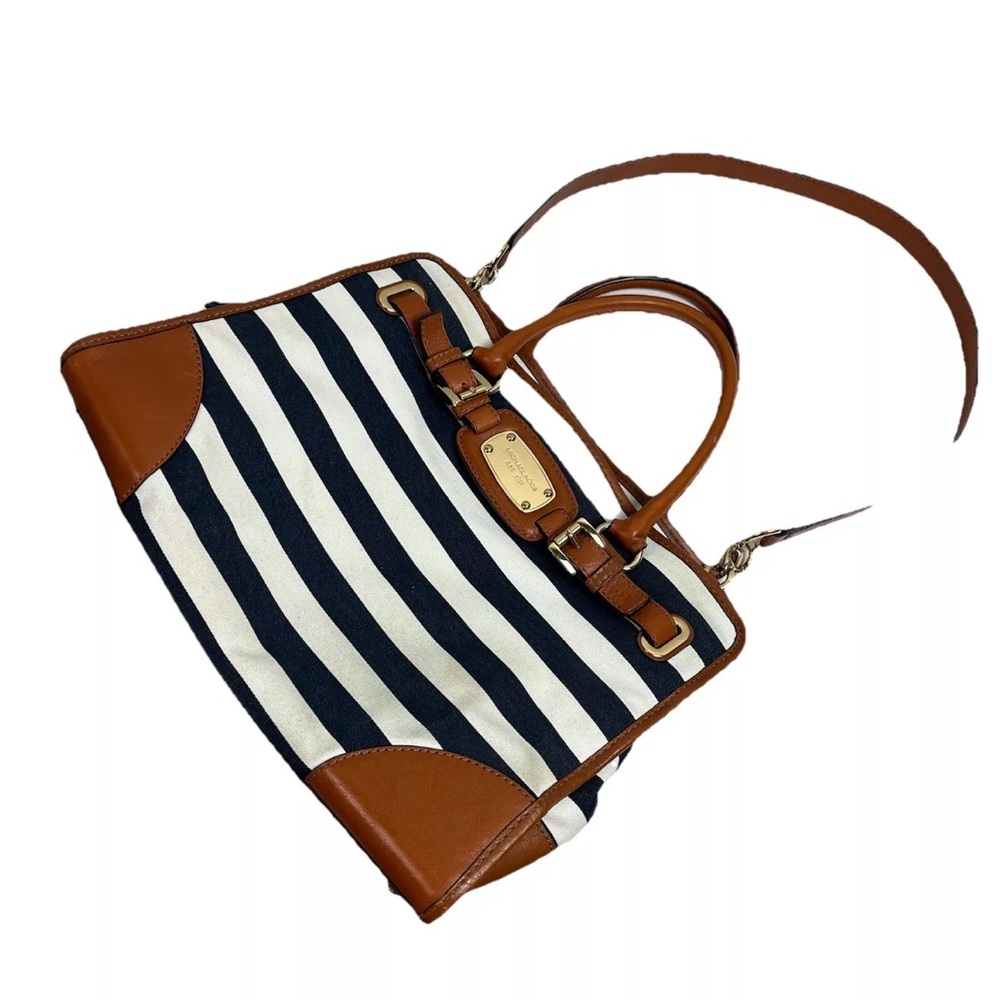 Michael Kors Hamilton Bag Canvas Leather Striped